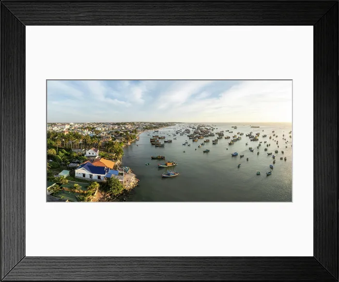 Framed Print : Fishing boats in bay, Mui Ne, Binh Thuan Province, Vietnam Framed Print : Fishing boats in bay, Mui Ne, Binh Thuan Province, Vietnam