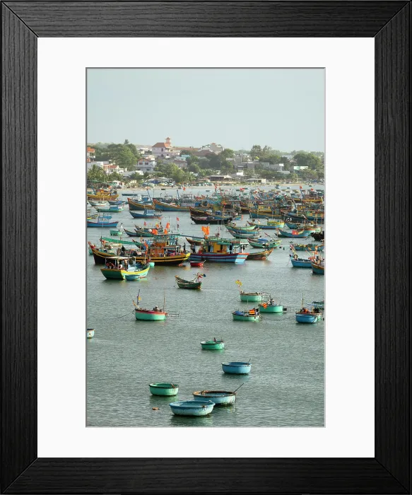Framed Print : Fishing boats in bay, Mui Ne, Binh Thuan Province, Vietnam Framed Print : Fishing boats in bay, Mui Ne, Binh Thuan Province, Vietnam