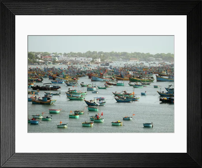 Framed Print : Fishing boats in bay, Mui Ne, Binh Thuan Province, Vietnam Framed Print : Fishing boats in bay, Mui Ne, Binh Thuan Province, Vietnam