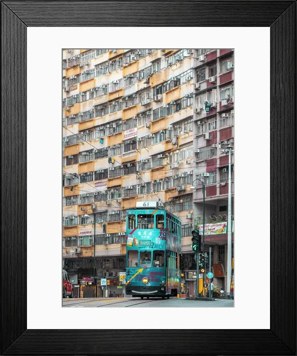 Framed Print : Double-decker tram in North Point, Hong Kong Island, Hong Kong, China Framed Print : Double-decker tram in North Point, Hong Kong Island, Hong Kong, China
