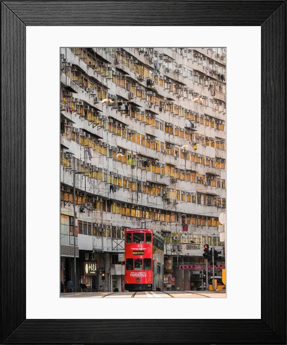Framed Print : Double-decker tram in North Point, Hong Kong Island, Hong Kong, China Framed Print : Double-decker tram in North Point, Hong Kong Island, Hong Kong, China