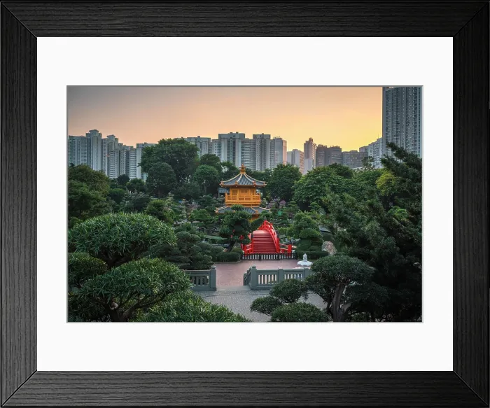 Framed Print : Sunset over Nan Lian Garden at Chi Lin Nunnery, Kowloon, Hong Kong Framed Print : Sunset over Nan Lian Garden at Chi Lin Nunnery, Kowloon, Hong Kong