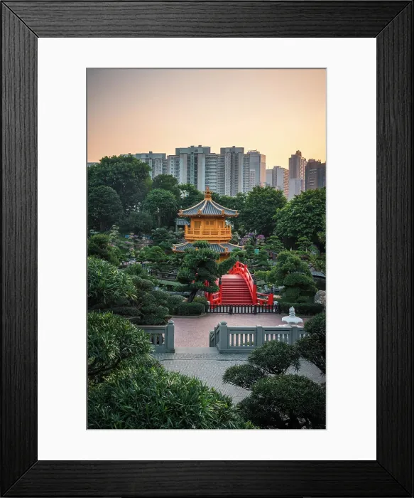Framed Print : Sunset over Nan Lian Garden at Chi Lin Nunnery, Kowloon, Hong Kong Framed Print : Sunset over Nan Lian Garden at Chi Lin Nunnery, Kowloon, Hong Kong