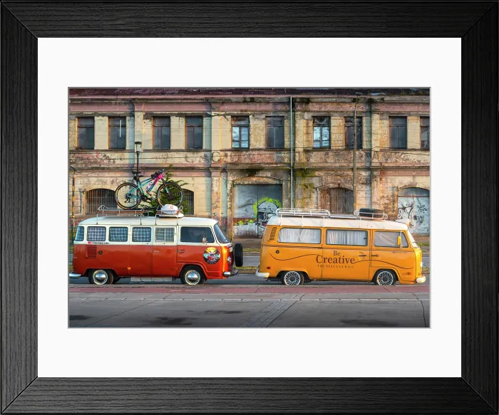 Framed Print : Classic vintage Volkswagen vans in Punta Arenas, Patagonia, Chile Framed Print : Classic vintage Volkswagen vans in Punta Arenas, Patagonia, Chile