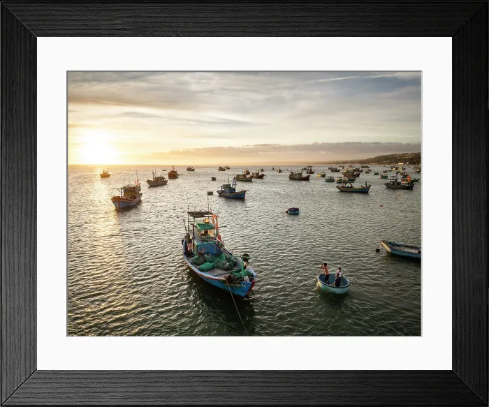 Framed Print : Fishing boats in bay, Mui Ne, Binh Thuan Province, Vietnam Framed Print : Fishing boats in bay, Mui Ne, Binh Thuan Province, Vietnam