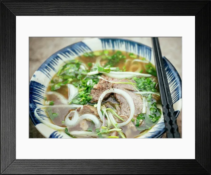 Framed Print : Pho Bo Noodles, Mui Ne, Binh Thuan Province, Vietnam