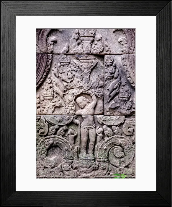 Framed Print : Cambodia, Siem Reap, Angkor, Banteay Srei ; 10th century CE Cambodian temple dedicated to the Hindu gods Shiva and Parvati. Details of the carvings on the Hindu temples
