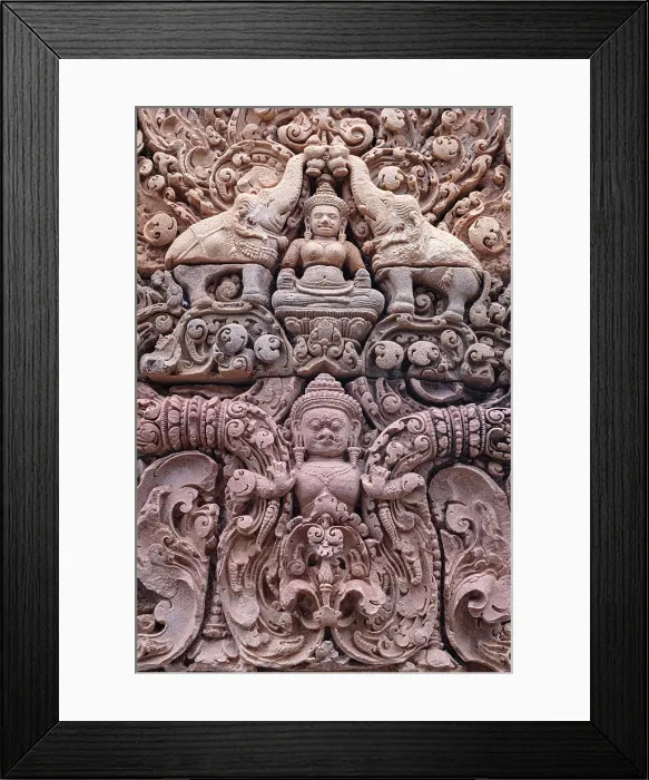Framed Print : Cambodia, Siem Reap, Angkor, Banteay Srei ; 10th century CE Cambodian temple dedicated to the Hindu gods Shiva and Parvati. Details of the carvings on the Hindu temples Framed Print : Cambodia, Siem Reap, Angkor, Banteay Srei ; 10th century CE Cambodian temple dedicated to the Hindu gods Shiva and Parvati. Details of the carvings on the Hindu temples