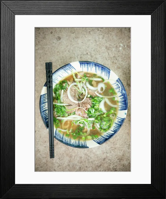 Framed Print : Pho Bo Noodles, Mui Ne, Binh Thuan Province, Vietnam
