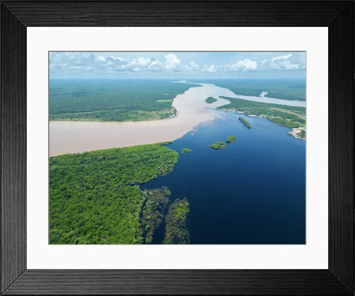Framed Print : Americas, South America, Colombia, Guiana, Orinoco River Valley, aerial view of the meeting of the Orinoco and Guaviare rivers