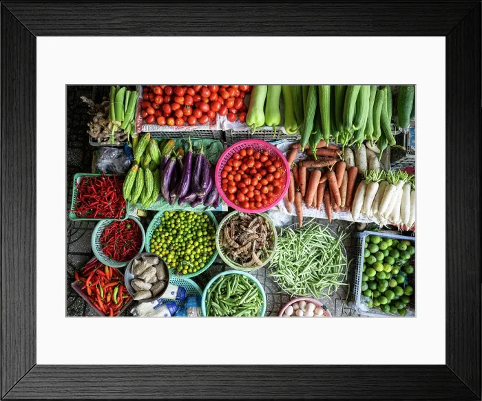 Framed Print : Fresh produce in food market near Ben Tre, Can Tho Province, Mekong Delta, South Vietnam Framed Print : Fresh produce in food market near Ben Tre, Can Tho Province, Mekong Delta, South Vietnam