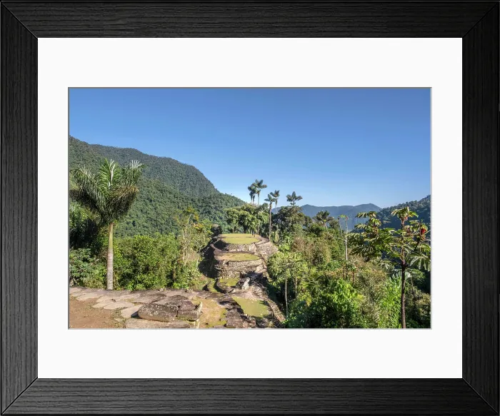 Framed Print : Americas, South America, Colombia; Sierra Nevada de Santa Marta; hike to the Lost City; platforms at the Ciudad Perdida archaeological site - built by the Tayrona civilisation Framed Print : Americas, South America, Colombia; Sierra Nevada de Santa Marta; hike to the Lost City; platforms at the Ciudad Perdida archaeological site - built by the Tayrona civilisation