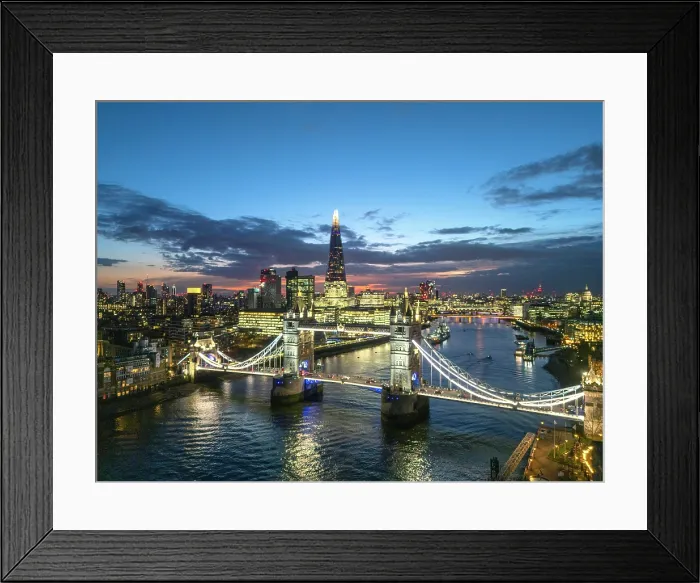 Framed Print : London skyline with Tower Bridge and the Shard, London, England, UK
