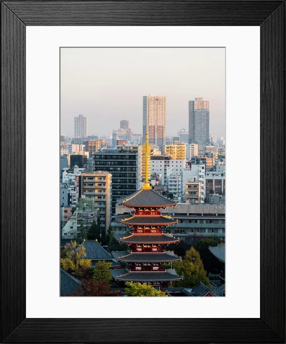 Framed Print : Senso-Ji temple, Asakusa, Tokyo, Kanto region, Japan. High angle view of the Five-Storied Pagoda Framed Print : Senso-Ji temple, Asakusa, Tokyo, Kanto region, Japan. High angle view of the Five-Storied Pagoda