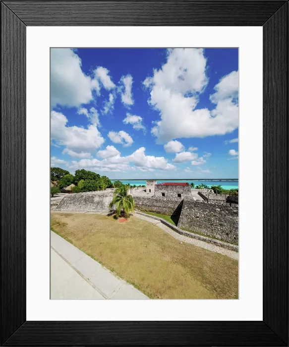 Framed Print : San Felipe Fort and Bacalar Lagoon, elevated view, Bacalar, Quintana Roo State, Mexico Framed Print : San Felipe Fort and Bacalar Lagoon, elevated view, Bacalar, Quintana Roo State, Mexico