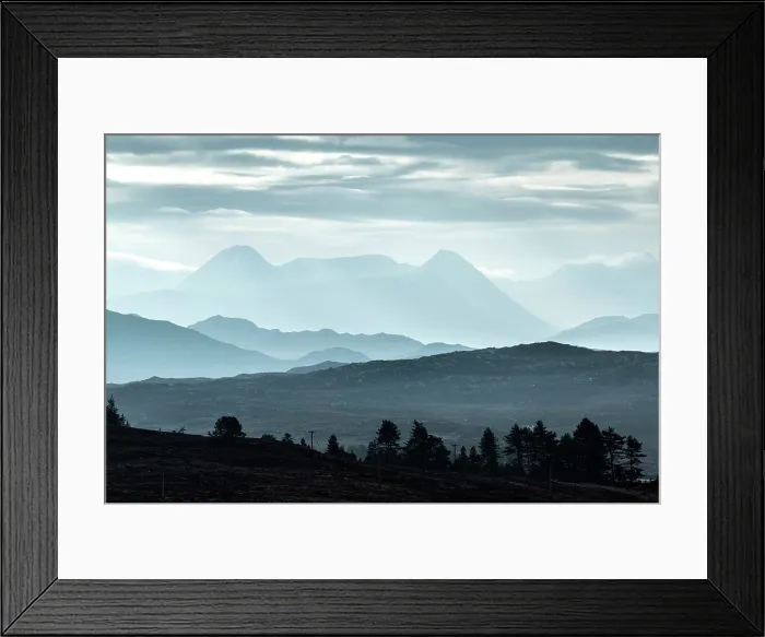 Framed Print : The mountains of Torridon from the north, near Aultbea, Highlands Region, Scotland, UK, February 2025