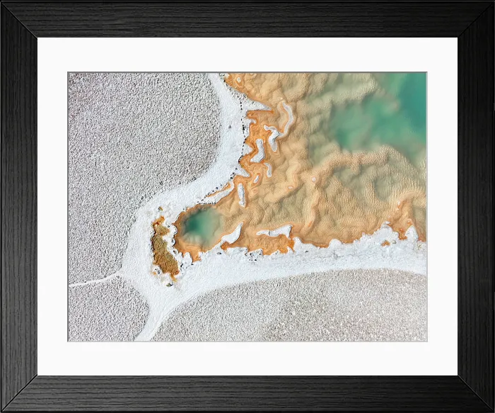 Framed Print : Aerial view of the Green Lagoon (Laguna Verde) in the Antofalla Salt Flat (Salar de Antofalla), Puna de Atacama, Catamarca, Argentina