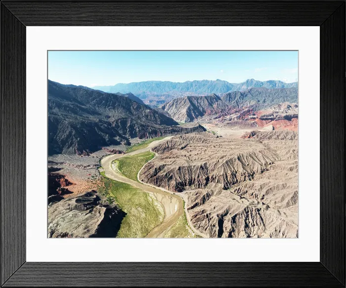 Framed Print : Aerial view of the Rio de las Conchas river in the Quebrada de las Conchas, Cafayate, Salta, Argentina