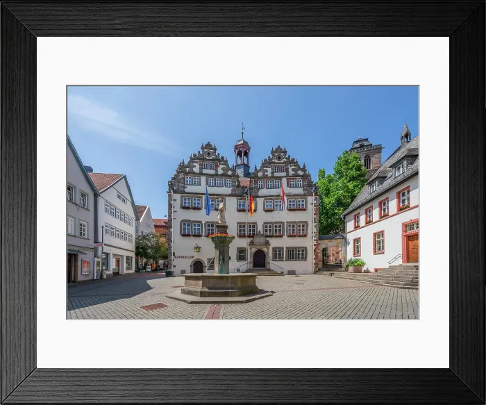 Framed Print : Historical town hall of Bad Hersfeld with Lullus fountain, Hesse, Germany Framed Print : Historical town hall of Bad Hersfeld with Lullus fountain, Hesse, Germany