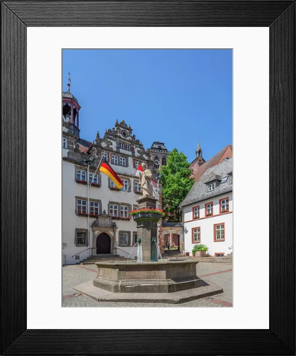Framed Print : Historical town hall of Bad Hersfeld with Lullus fountain, Hesse, Germany Framed Print : Historical town hall of Bad Hersfeld with Lullus fountain, Hesse, Germany