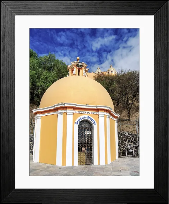 Framed Print : The Well of Remedies and Nuestra Senora de los Remedios Church on top of the Great Pyramid, Cholula, Puebla State, Mexico Framed Print : The Well of Remedies and Nuestra Senora de los Remedios Church on top of the Great Pyramid, Cholula, Puebla State, Mexico