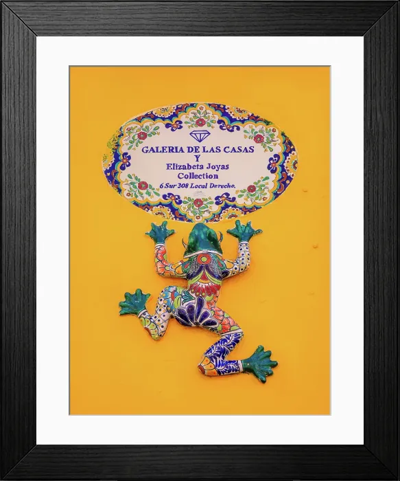Framed Print : Ceramic Frog at the wall of Alley of the frogs, Los Sapos Neighbourhood, City of Puebla, Puebla State, Mexico Framed Print : Ceramic Frog at the wall of Alley of the frogs, Los Sapos Neighbourhood, City of Puebla, Puebla State, Mexico