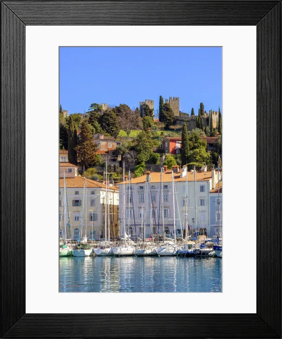 Framed Print : The Defensive Walls of Piran and Piran Harbour, Slovenia, Eastern Europe Framed Print : The Defensive Walls of Piran and Piran Harbour, Slovenia, Eastern Europe