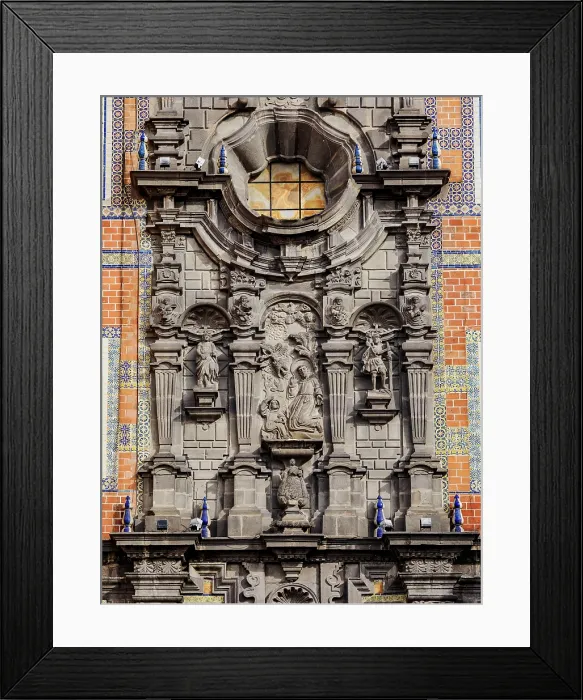 Framed Print : San Francisco Church, detailed view, City of Puebla, Puebla State, Mexico