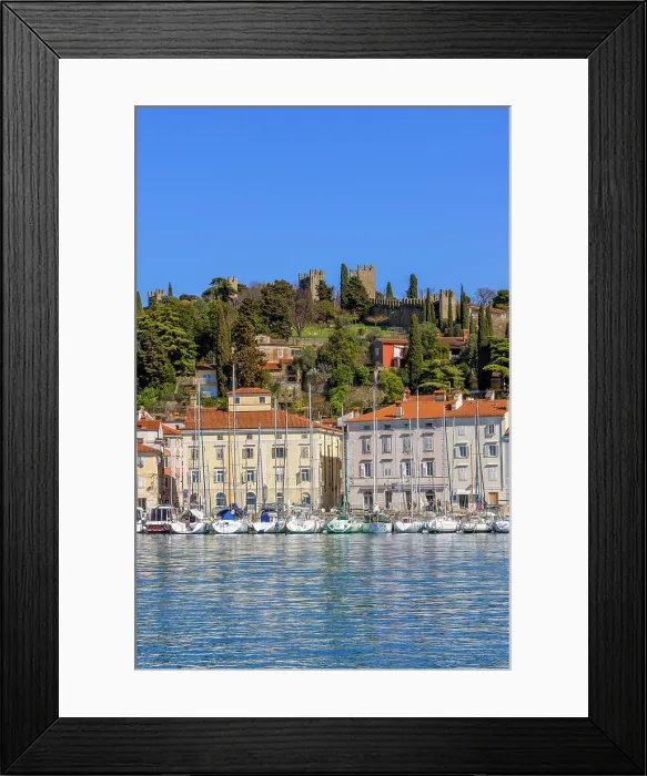 Framed Print : The Defensive Walls of Piran and Piran Harbour, Slovenia, Eastern Europe Framed Print : The Defensive Walls of Piran and Piran Harbour, Slovenia, Eastern Europe
