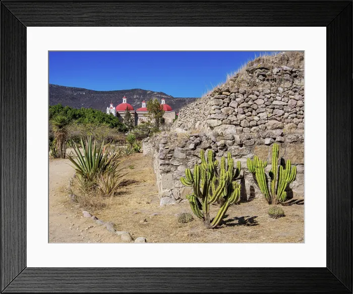 Framed Print : Mitla Archaeological Site and San Pablo Church in the background, San Pablo Villa de Mitla, Oaxaca State, Mexico Framed Print : Mitla Archaeological Site and San Pablo Church in the background, San Pablo Villa de Mitla, Oaxaca State, Mexico