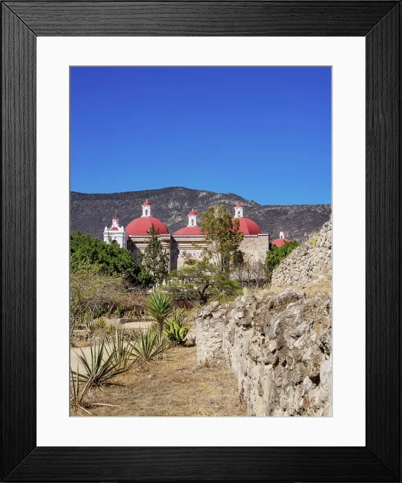 Framed Print : Mitla Archaeological Site and San Pablo Church in the background, San Pablo Villa de Mitla, Oaxaca State, Mexico Framed Print : Mitla Archaeological Site and San Pablo Church in the background, San Pablo Villa de Mitla, Oaxaca State, Mexico