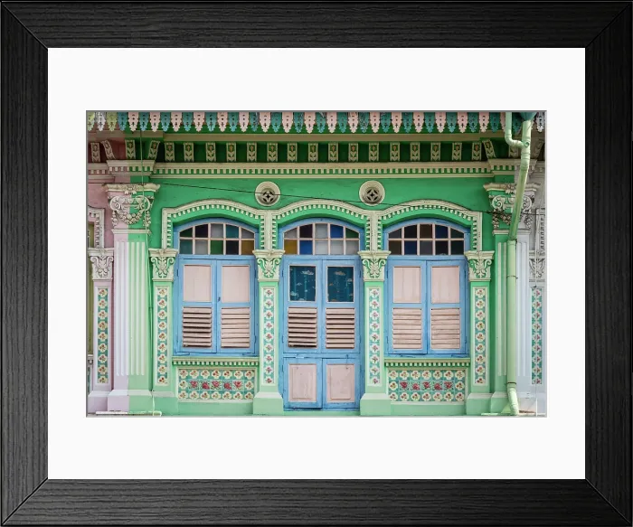 Framed Print : Peranakan shophouses, Katong, Singapore