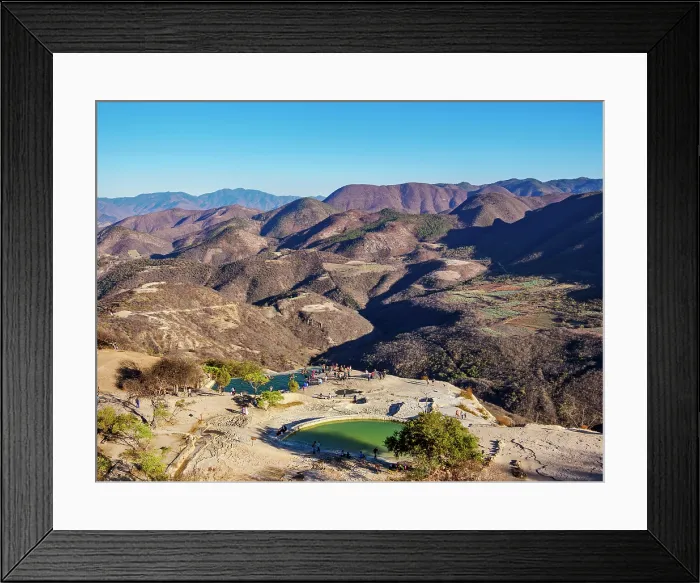 Framed Print : Hierve el Agua pools at sunset, elevated view, San Lorenzo Albarradas, Oaxaca State, Mexico Framed Print : Hierve el Agua pools at sunset, elevated view, San Lorenzo Albarradas, Oaxaca State, Mexico