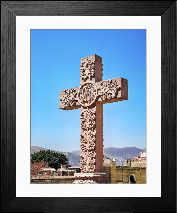 Framed Print : Decorative Cross in front of the Basilica of Our Lady of Solitude, Oaxaca de Juarez, Oaxaca State, Mexico Framed Print : Decorative Cross in front of the Basilica of Our Lady of Solitude, Oaxaca de Juarez, Oaxaca State, Mexico
