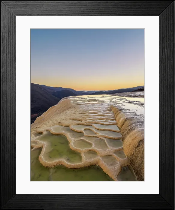 Framed Print : Hierve el Agua at dusk, San Lorenzo Albarradas, Oaxaca State, Mexico Framed Print : Hierve el Agua at dusk, San Lorenzo Albarradas, Oaxaca State, Mexico