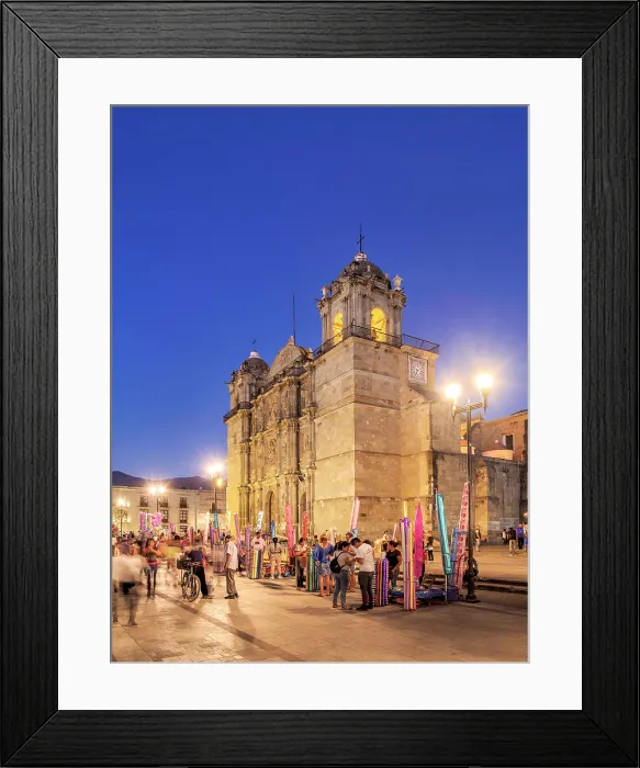 Framed Print : Cathedral of Our Lady of the Assumption at dusk, Oaxaca de Juarez, Oaxaca State, Mexico Framed Print : Cathedral of Our Lady of the Assumption at dusk, Oaxaca de Juarez, Oaxaca State, Mexico