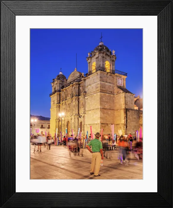 Framed Print : Cathedral of Our Lady of the Assumption at dusk, Oaxaca de Juarez, Oaxaca State, Mexico Framed Print : Cathedral of Our Lady of the Assumption at dusk, Oaxaca de Juarez, Oaxaca State, Mexico