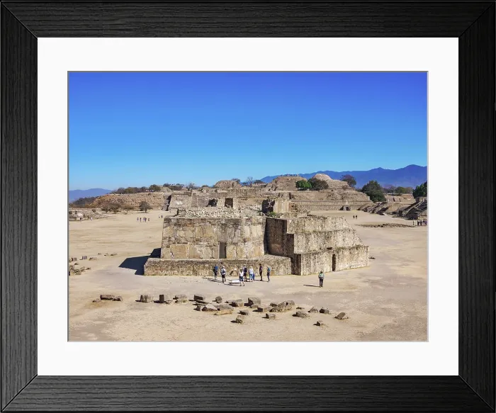 Framed Print : Building J and Gran Plaza seen from South Platform, elevated view, Monte Alban Archaeological Site, Oaxaca State, Mexico Framed Print : Building J and Gran Plaza seen from South Platform, elevated view, Monte Alban Archaeological Site, Oaxaca State, Mexico