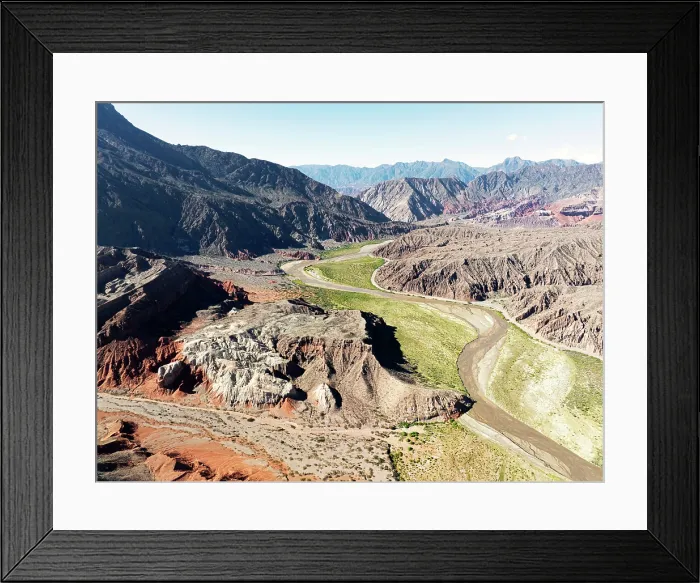 Framed Print : Aerial view of the Rio de las Conchas river in the Quebrada de las Conchas, Cafayate, Salta, Argentina Framed Print : Aerial view of the Rio de las Conchas river in the Quebrada de las Conchas, Cafayate, Salta, Argentina