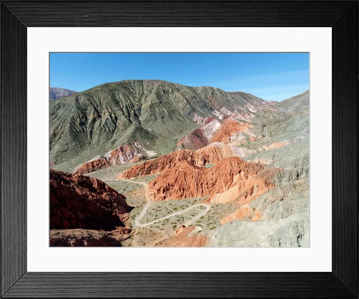 Framed Print : Aerial view of the 'Paseo de los Colorados', Quebrada de Humahuaca, Purmamarca, Jujuy, Argentina Framed Print : Aerial view of the 'Paseo de los Colorados', Quebrada de Humahuaca, Purmamarca, Jujuy, Argentina