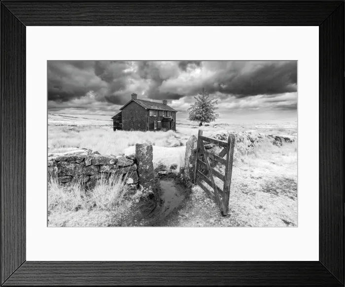 Framed Print : Infrared view of Nuns Cross Farm, near Princetown, Dartmoor National Park, Devon, England Framed Print : Infrared view of Nuns Cross Farm, near Princetown, Dartmoor National Park, Devon, England