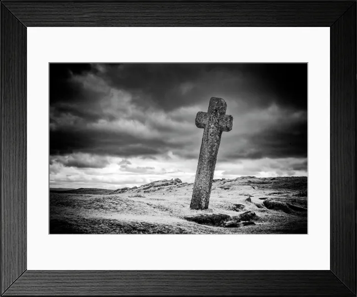 Framed Print : Infrared view of The Windy Post, Dartmoor National Park, Devon, England Framed Print : Infrared view of The Windy Post, Dartmoor National Park, Devon, England