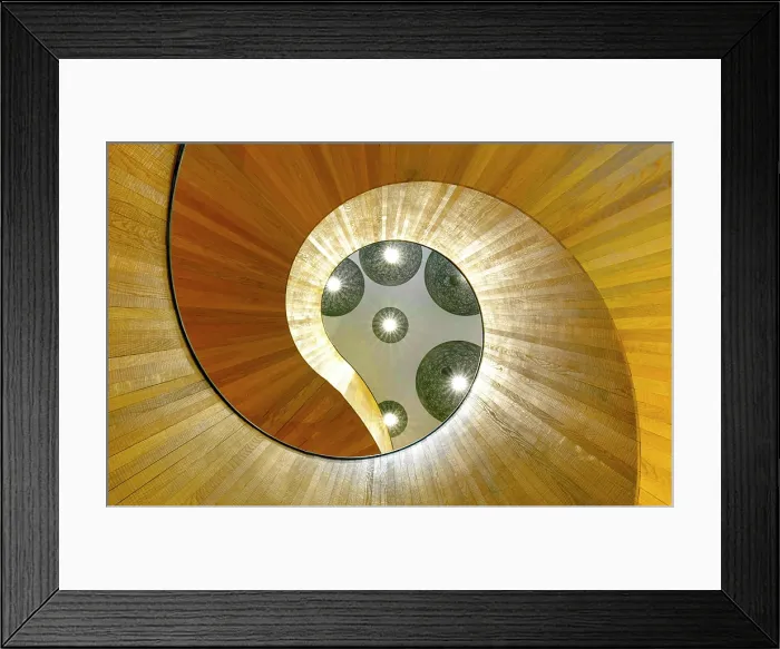 Framed Print : Wooden spiral staircase, Citizen M Bankside Hotel, London, England Framed Print : Wooden spiral staircase, Citizen M Bankside Hotel, London, England