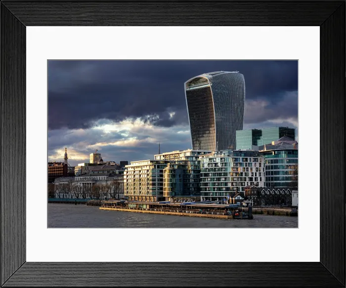 Framed Print : The Fencurch Building (Walkie Talkie) on a stormy evening, from Tower Bridge, London, England