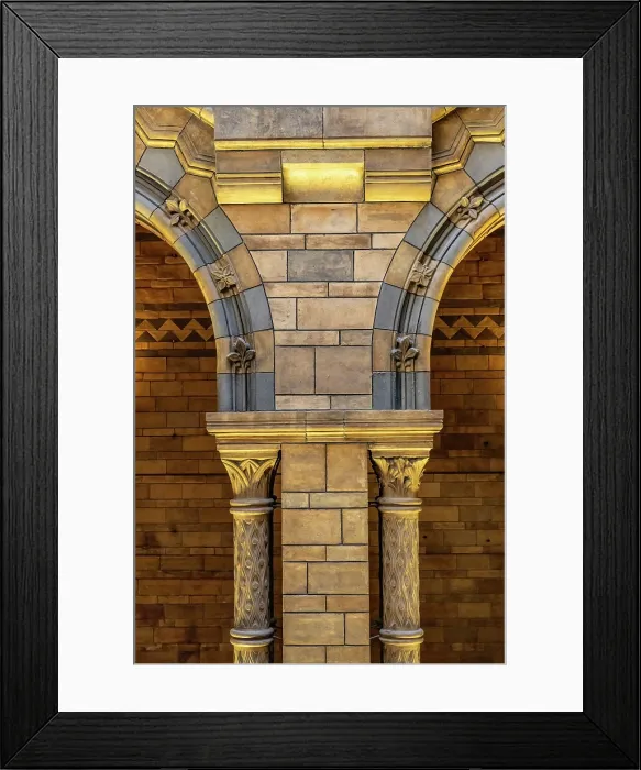 Framed Print : Detail of stone column and wall inside the Natrual History Museum, London, England Framed Print : Detail of stone column and wall inside the Natrual History Museum, London, England