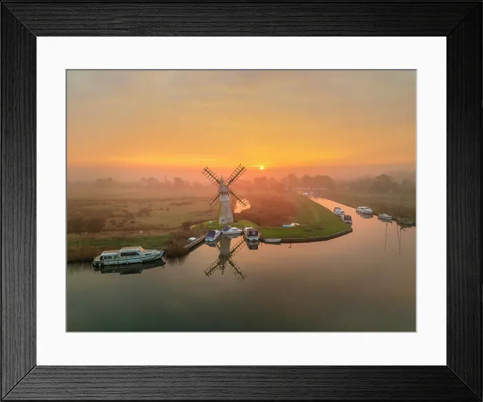 Framed Print : Thurne Mill at Sunrise, Thurne, Norfolk Broads National Park, England Framed Print : Thurne Mill at Sunrise, Thurne, Norfolk Broads National Park, England
