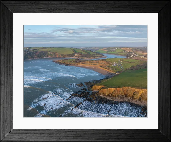 Framed Print : Aerial view of Bantham Beach in the South Hams of Devon, England. Winter (February) 2025 Framed Print : Aerial view of Bantham Beach in the South Hams of Devon, England. Winter (February) 2025