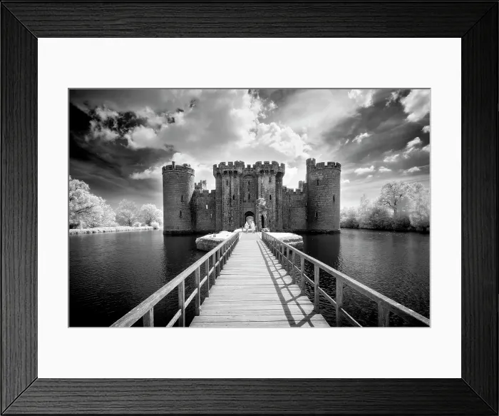 Framed Print : Infrared view of Bodiam Castle, near Robertsbridge, East Sussex, England Framed Print : Infrared view of Bodiam Castle, near Robertsbridge, East Sussex, England