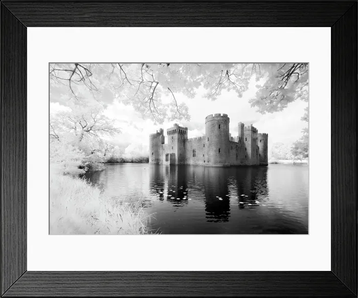Framed Print : Infrared view of Bodiam Castle, near Robertsbridge, East Sussex, England Framed Print : Infrared view of Bodiam Castle, near Robertsbridge, East Sussex, England