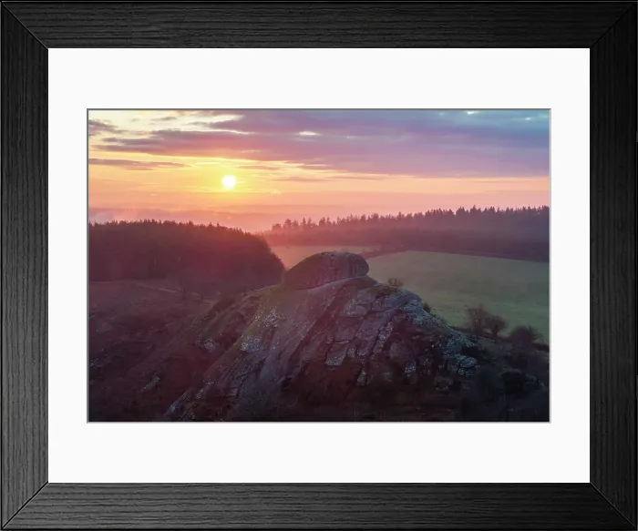 Framed Print : Sunrise over Blackingstone Rock in Dartmoor National Park, Devon, England. Winter (February) 2025 Framed Print : Sunrise over Blackingstone Rock in Dartmoor National Park, Devon, England. Winter (February) 2025